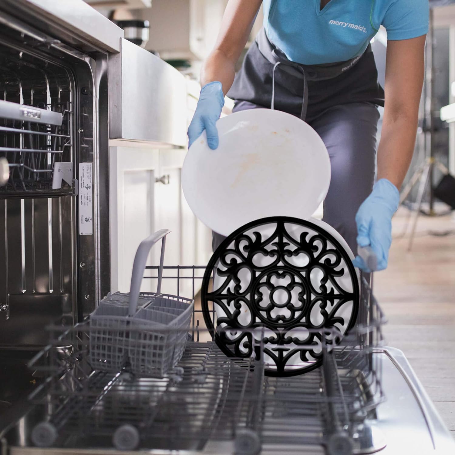 Boxiki Kitchen - Tappetino sottopentola per fiori in silicone (nero)