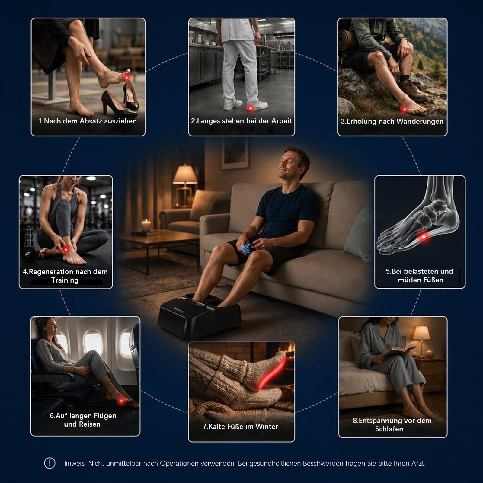 Mountrax Shiatsu Fußmassagegerät, 55°C Wärme, Hilfe bei Plantarfasziitis | 3D-Kneten & Rollen & Luftkompression Plantarfasziitis & Neuropathie Abnehmbare & Waschbare Bezüge Inkl. Fernbedienung