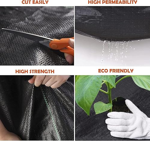 Miniatura 2 de Tela de barrera contra malezas de 4 x 300 pies, tela de paisaje de alta calidad de 3.5 onzas, tela tejida para control de malezas, barrera contra