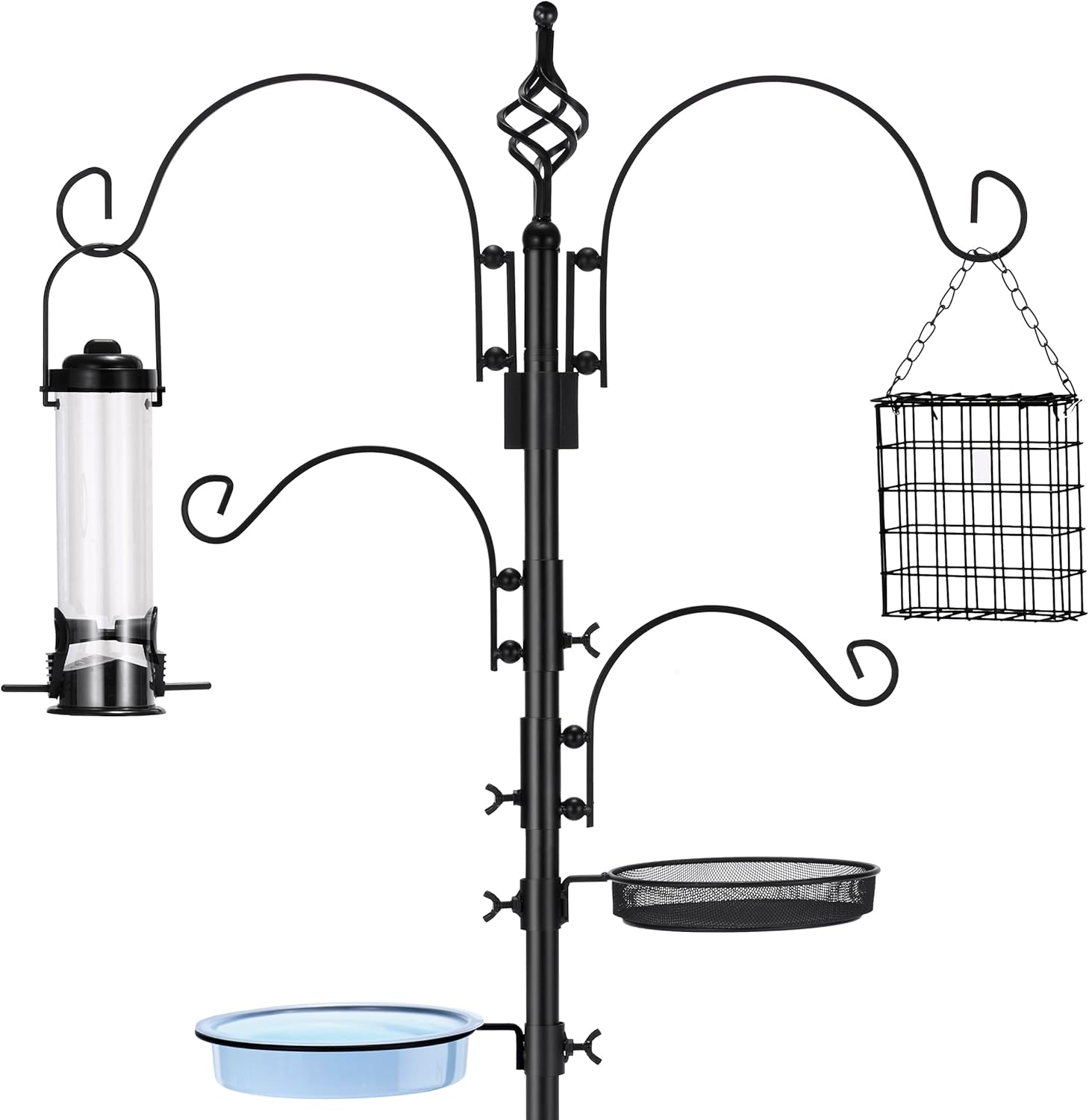 Sorbus Outdoor Feeding Station – 7ft Heavy-Duty Feeder Pole with Hangers, Mesh Tray & Bath, Ideal for Wildlife Attraction and Garden Decoration