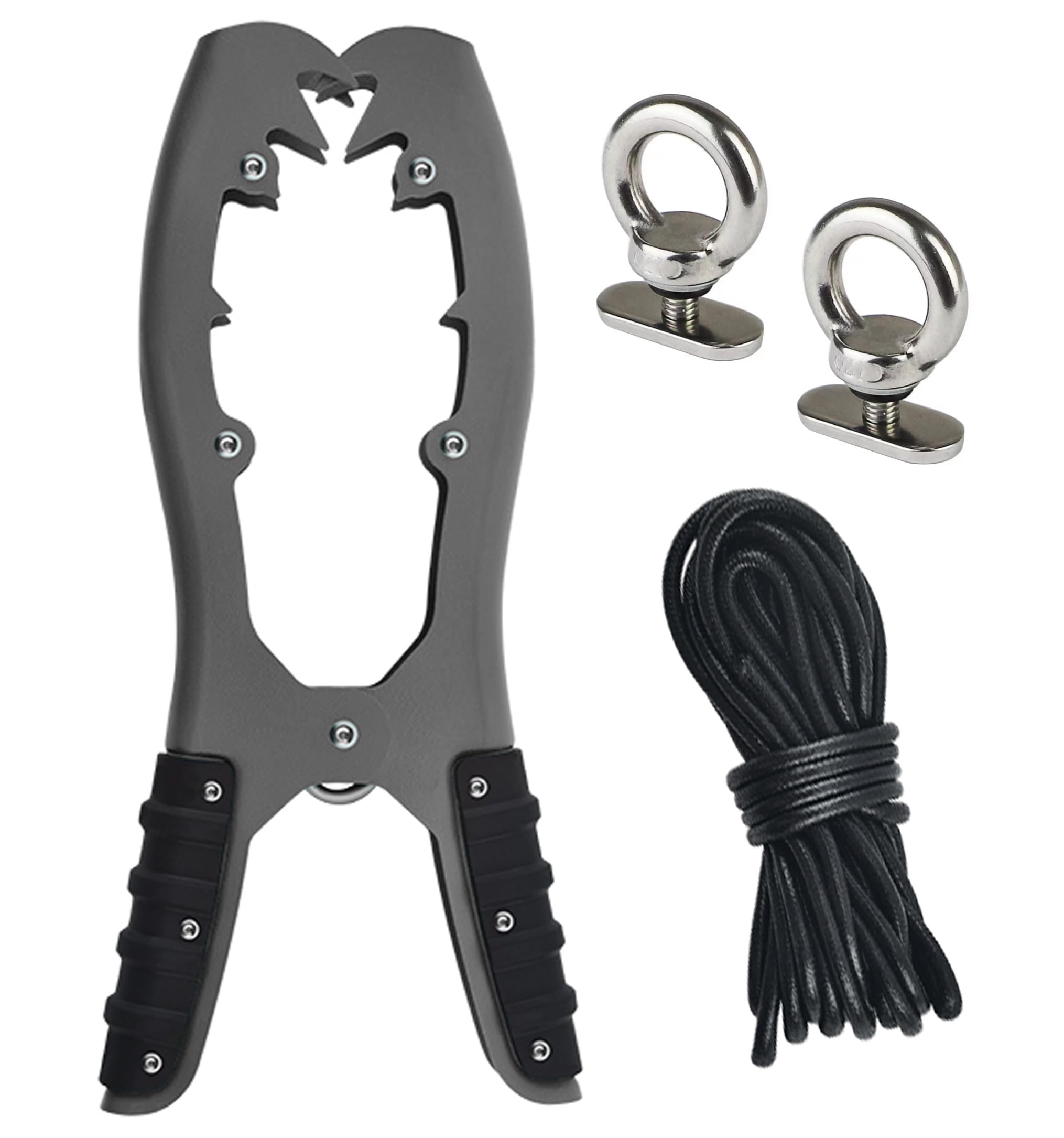 LEQMG Stainless Steel Kayak Anchor Grip,Toothed Claw Fixed Kayak Canoe Accessory with 16 ft Long Rope(Grey)