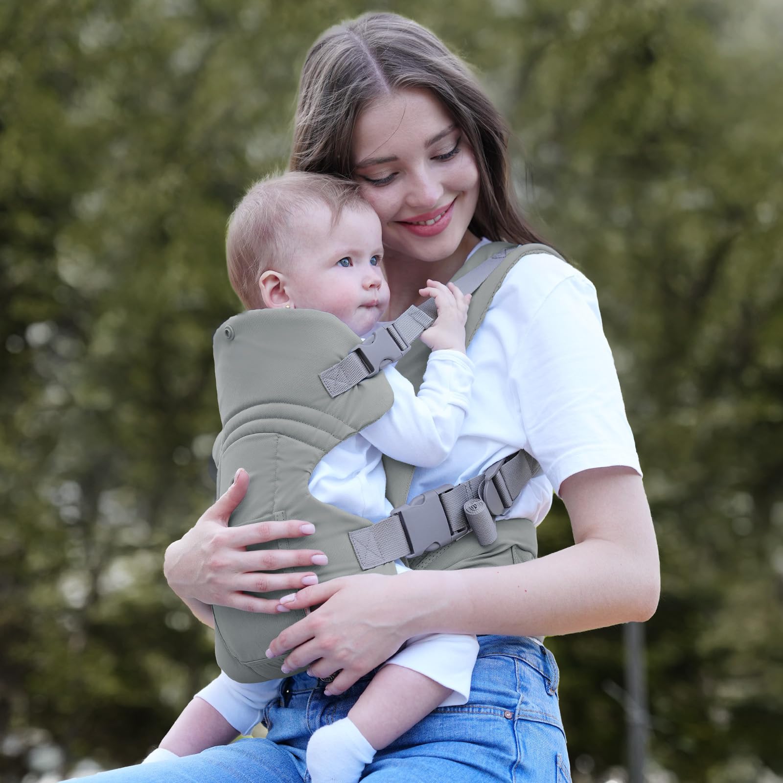 GAGAKU Babytrage für Babys Kleinkinder 4-36 Monate, Einfach zu Tragen Gesicht in Gesicht nach Vorne und Hinten Tragen für Kinder - Hellgrün