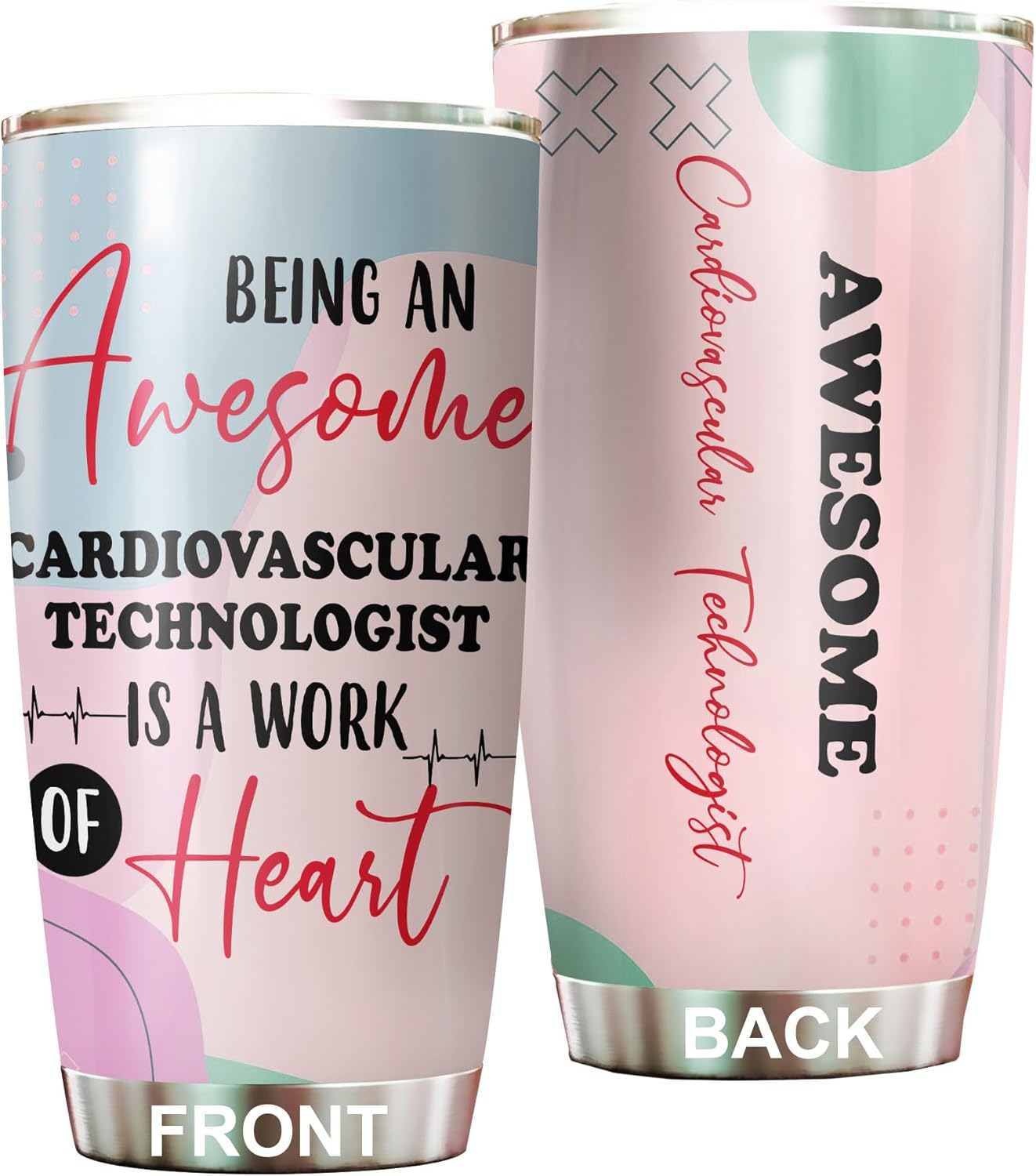 Awesome Cardiovascular Technologist Tumbler Stainless Steel 20oz, Cardiovascular Technologist Gifts Bulk For Birthday Christmas, Office Gifts For Men Women Work Friend Coworker Driking Coffee Cup