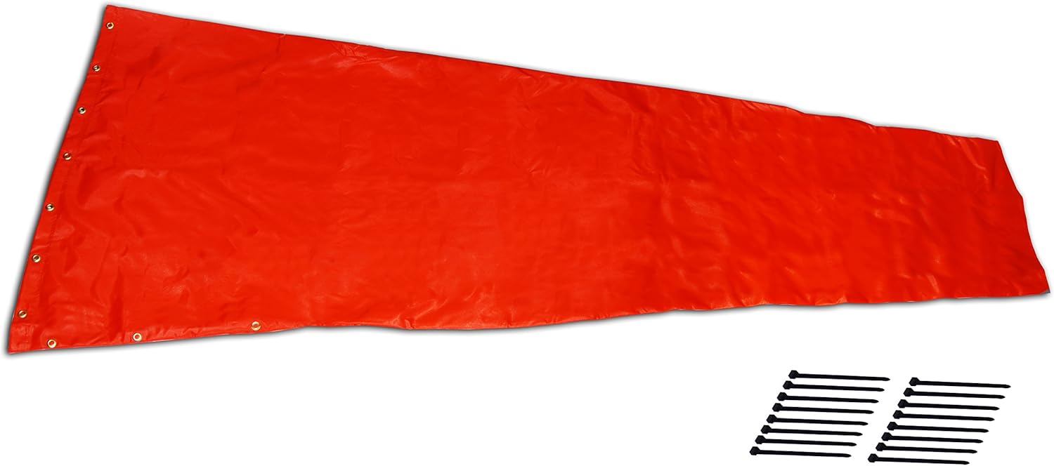 USA Made 24" X 96" High Visability Orange All Weather Replacement Windsock - Airport Windsock Corporation