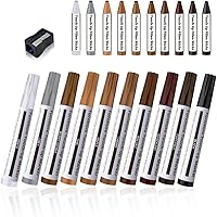 FlyBunny 21-Piece Wood Furniture Repair Kit: Markers & Wax Sticks for Scratches, Stains on Floors, Tables, Desks - 10 Colors