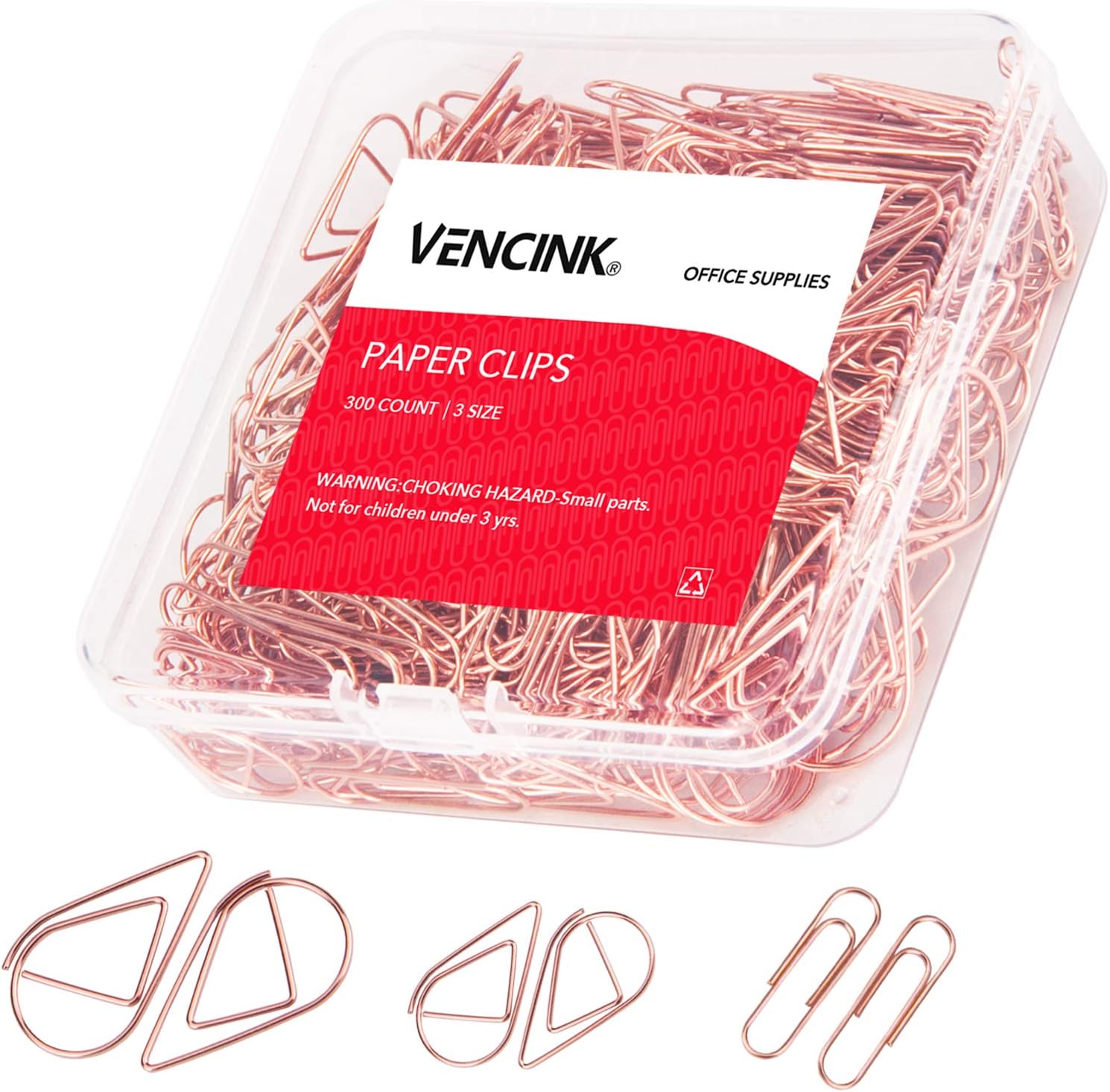 Rose Gold Cute Paper Clips Assorted Sizes