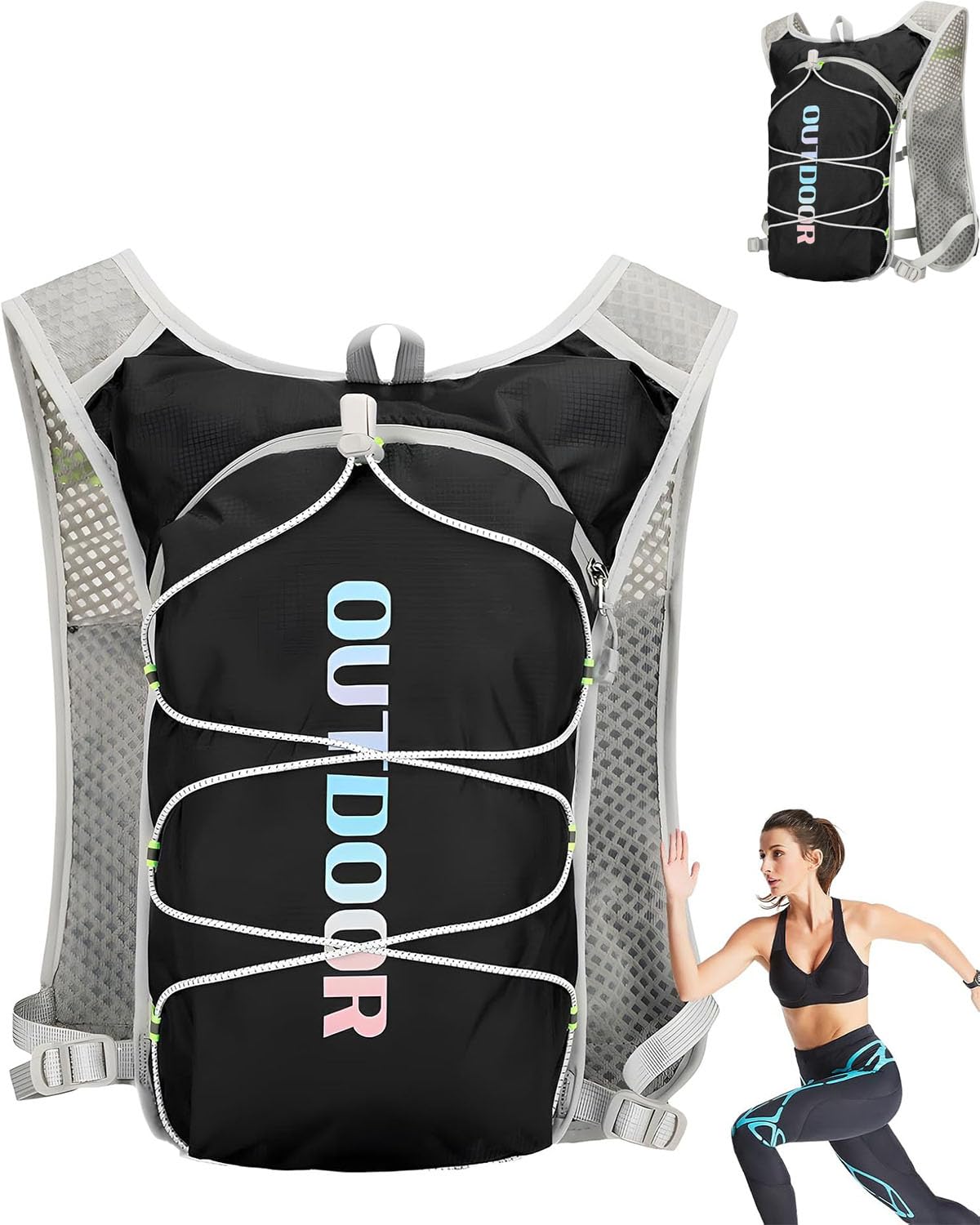 Running Vest, Hydration Bag, Running Vest for Men, Running Bag, Waterproof, Ultra Lightweight 120g Hydration Pack with Water-Resistant Design, for Marathon Training