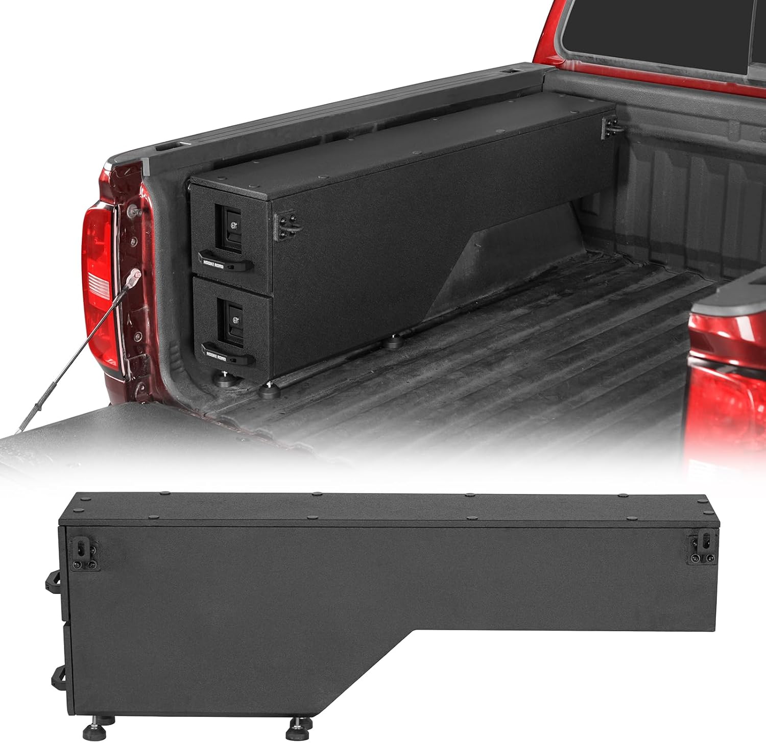 Hooke Road Truck Bed Storage Drawer for 2015-2022 Chevy Colorado & GMC Canyon 5'2" Bed, Slide out Wheel Well Tool Box Organizer with Keys