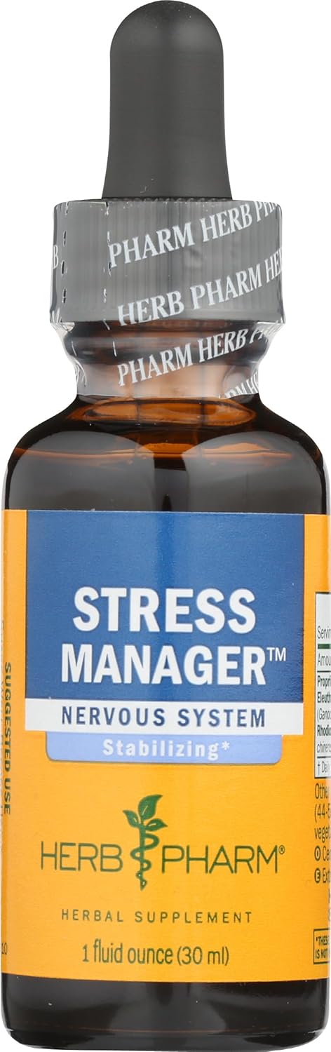 Herb Pharm Stress Manager Liquid Herbal Formula with Rhodiola and Holy Basil Liquid Extracts - 4 Ounce