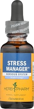Herb Pharm Stress Manager Adaptogenic Stress Support Tincture, Rhodiola Rosea, Holy Basil Extract, Reishi Mushroom Extract, Adrenal Function Support, Optimal Energy, Vegan, Non-GMO, 1 Oz*