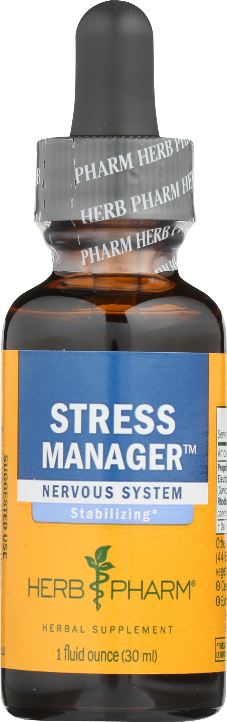 Stress Manager: Adaptogenic Stress Support Tincture, Rhodiola Rosea, Holy Basil Extract, Reishi Mushroom Extract, Adrenal Function Support, Vegan, Non-GMO, 1 Oz - Packaging May Vary