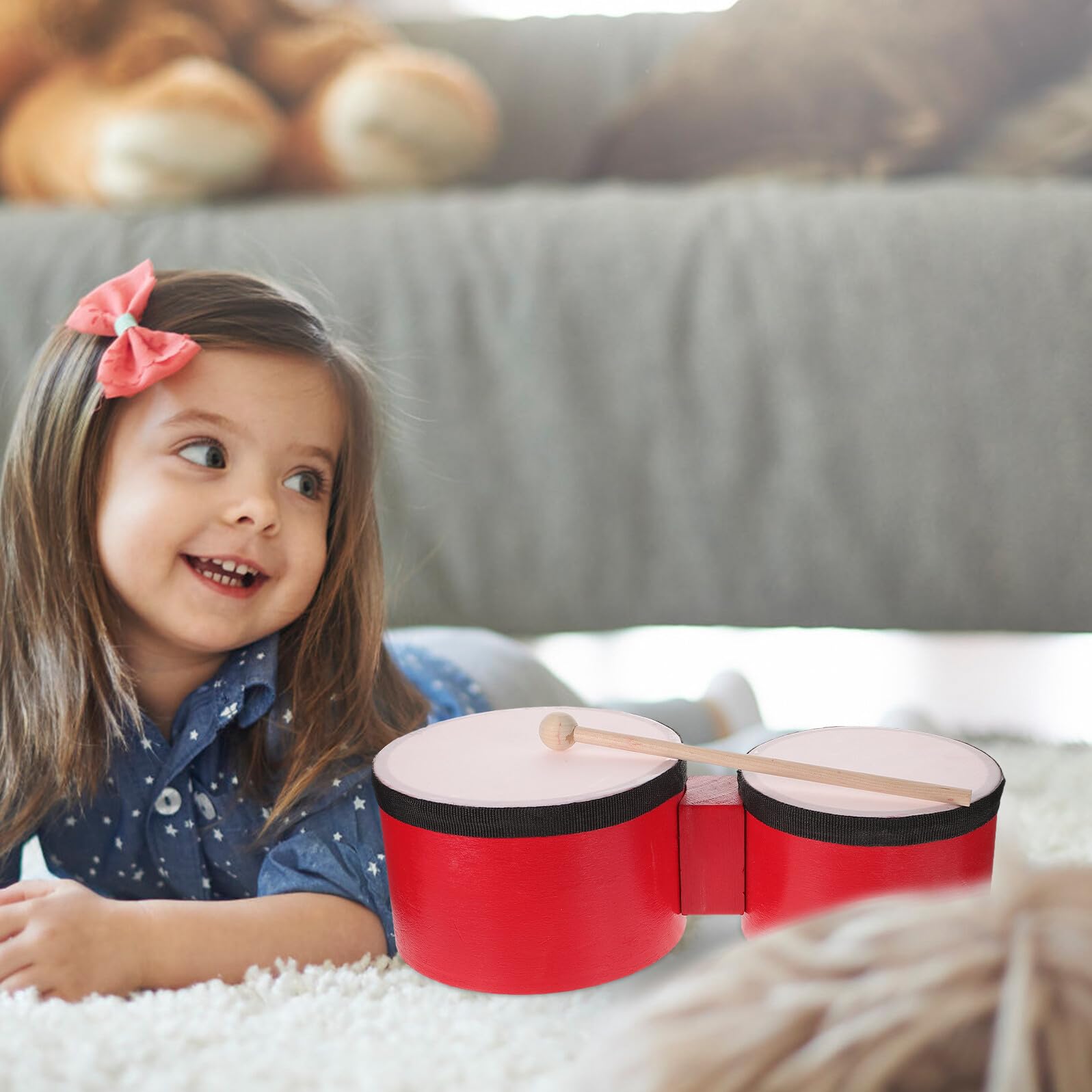 Batteria per Ragazzo Ragazza 8-12 Anni Bongo Tamburi Bonghi Percussione Set Educativo Compatto Leggero Sicuro Strumenti Musicali Giocattolo Didattico