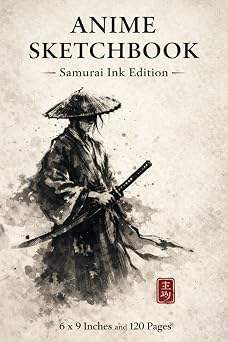 Anime Sketchbook | Samurai Ink Style Edition | 6 x 9 Inches | 120 Pages | Japanese Ink Art Drawing Notebook Traditional Japanese Ink-Inspired Art Journal for Anime, Manga & Creative Practice
