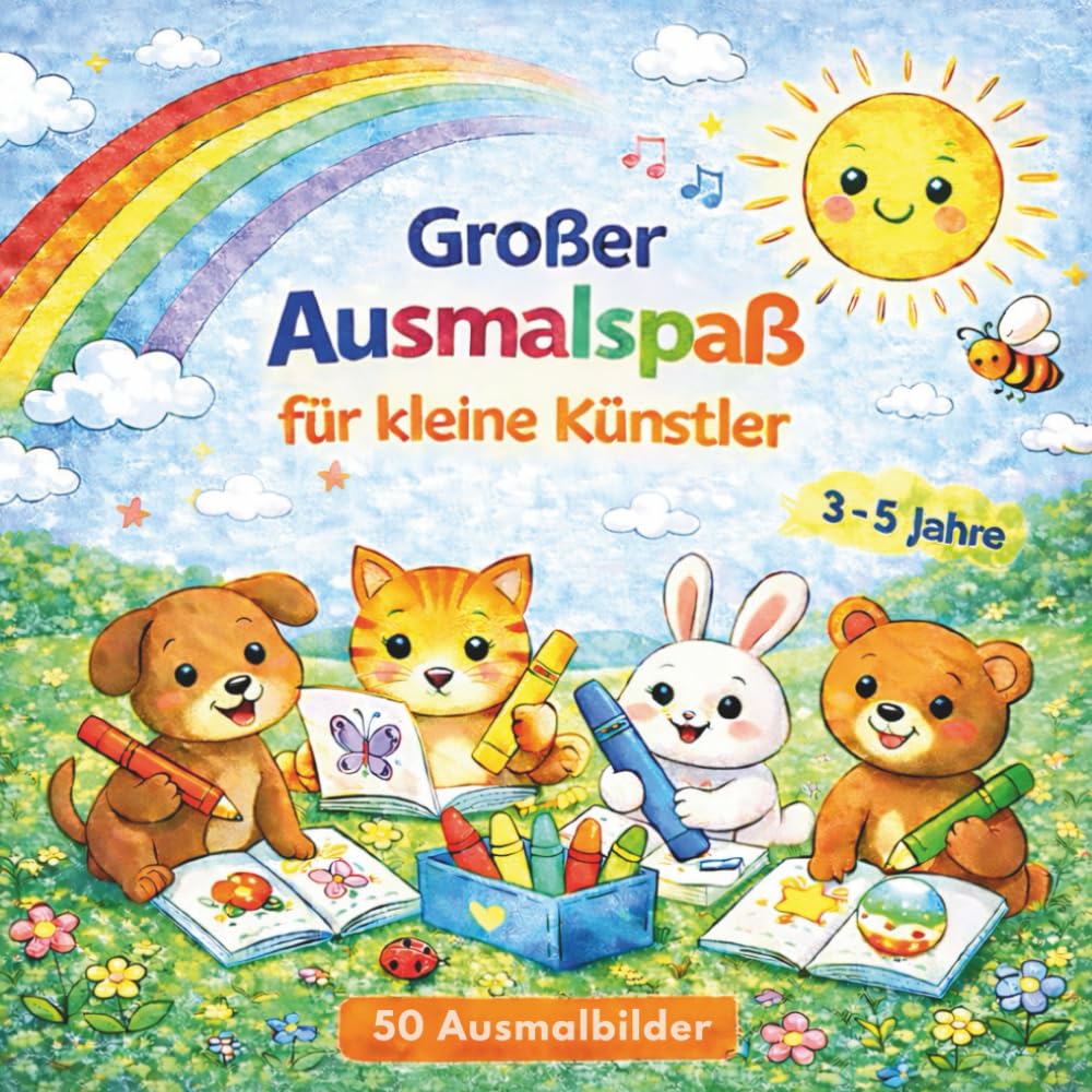 Großer Ausmalspaß für kleine Künstler: 50 liebevolle Tiermotive zum Ausmalen für Kinder von 3–5 Jahren