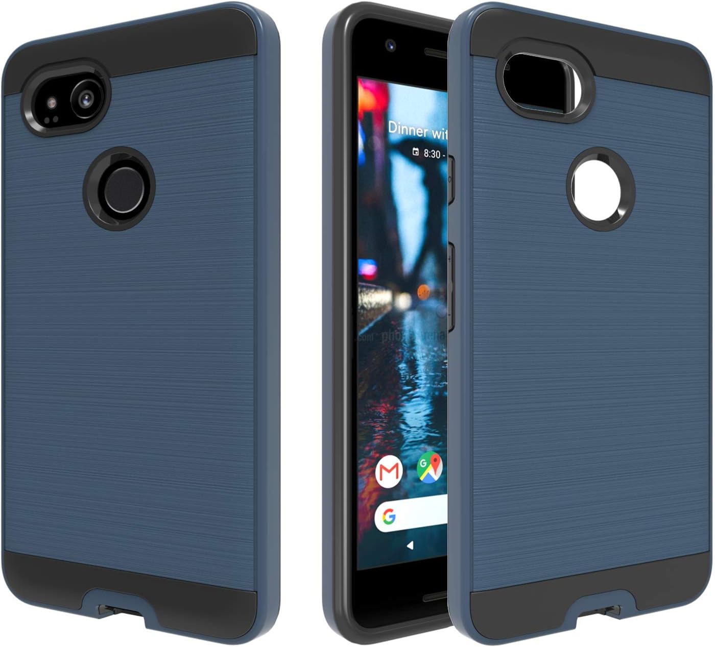 Ayoo Pixel 2 Case,Google Pixel 2 Case,Google Pixel 2 Phone Cases (Not Fit Pixel 2XL), [Drop Protection] Brushed Texture Full-Body Shockproof Protective Cover Design for Google Pixel 2-ZS Metal Slate