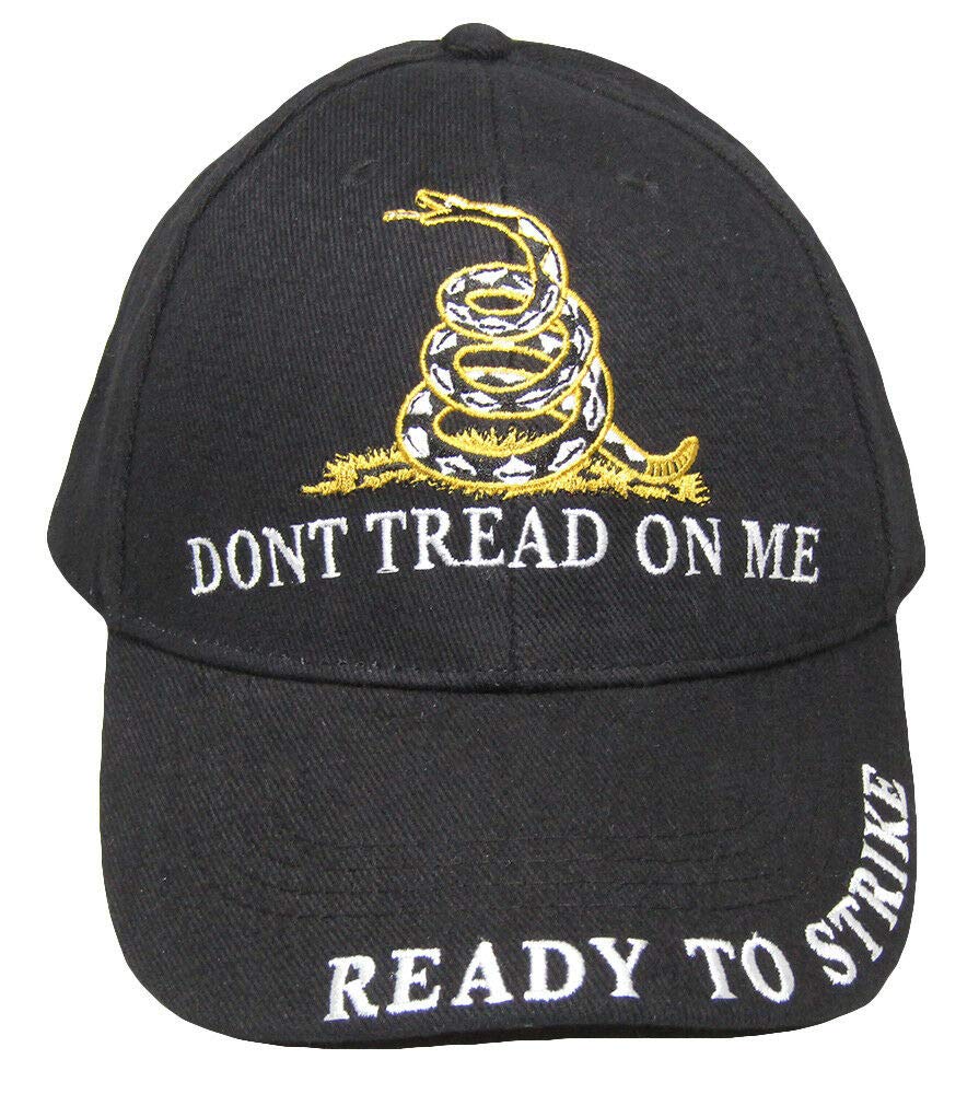 MWS Liberty or Death Gadsden Don't Tread on Me Ready to Strike Black Ball Hat Cap Beautiful Vibrant Colors with Adjustable Strap Unisex