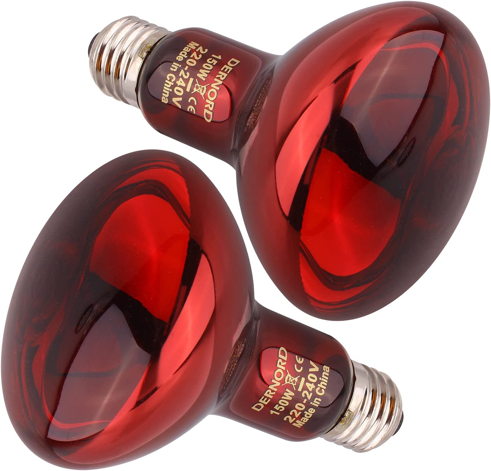 DERNORD Infrared Heat Lamp for Reptiles 150W Red Basking Spot Bulb