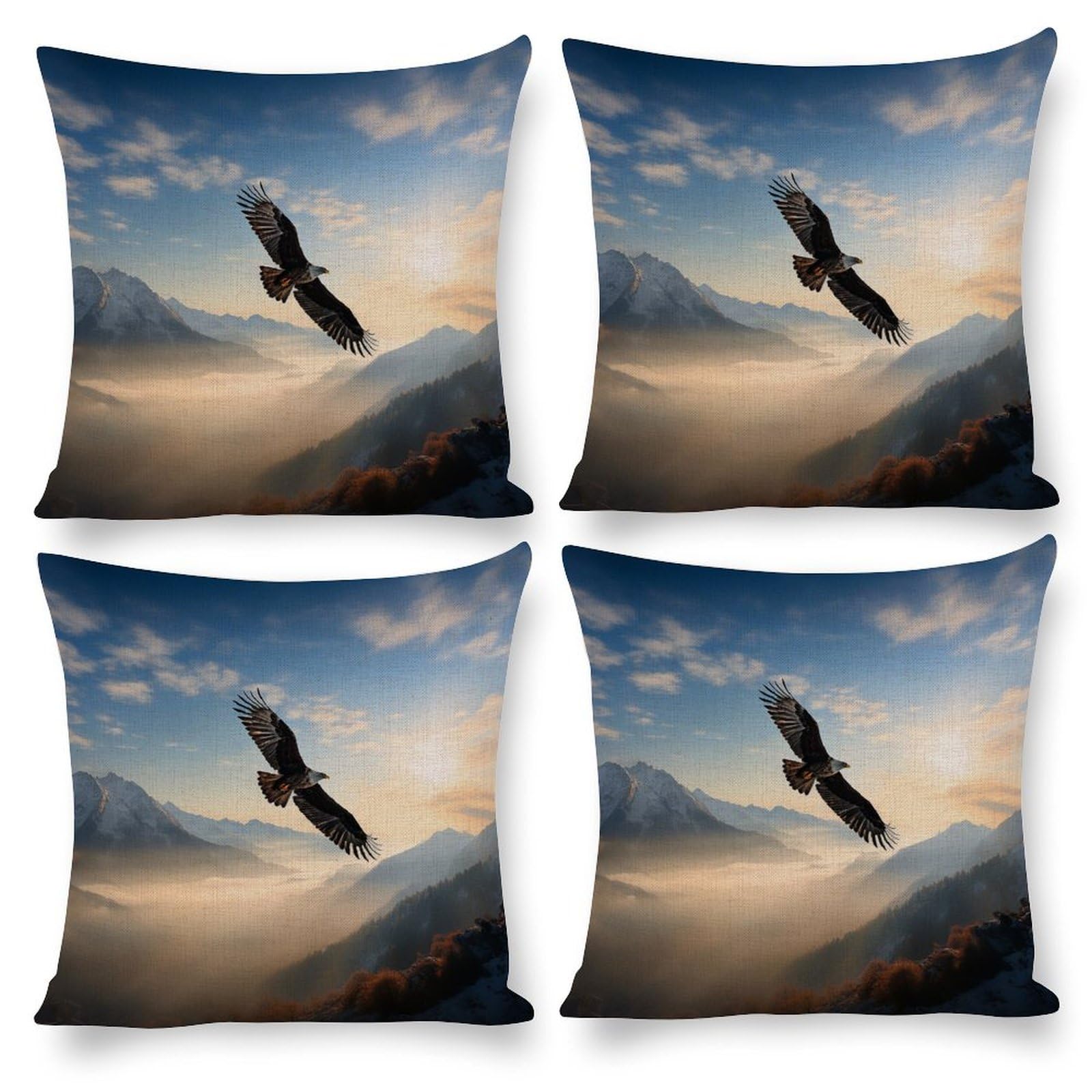 Housse de coussin aigle montagnes 40,6 x 40,6 cm pour décoration de canapé lit et salon