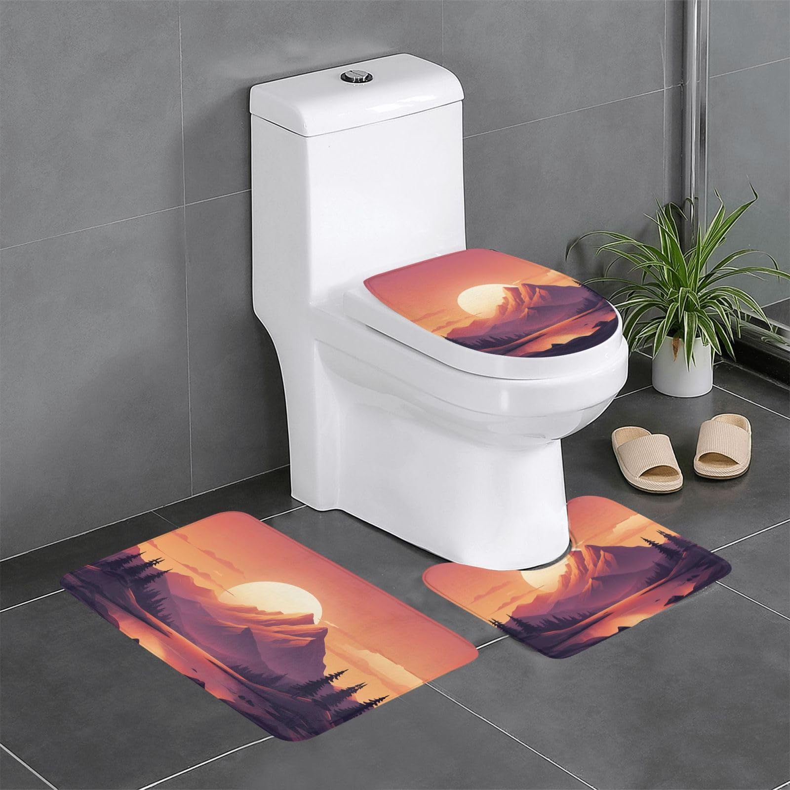 Tapis de salle de bain de qualité supérieure Mount at Sunset pour WC