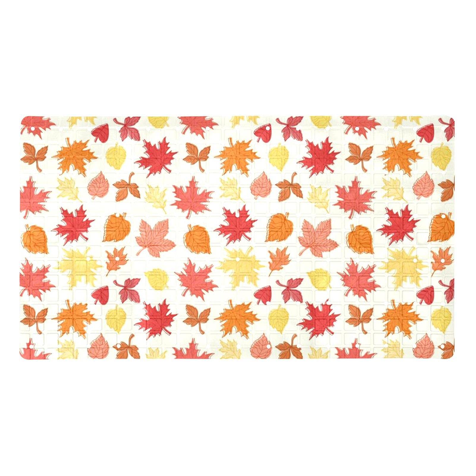 Tapis de bain antidérapant Bennigiry 39x70 cm avec ventouses et motif de feuilles d'érable