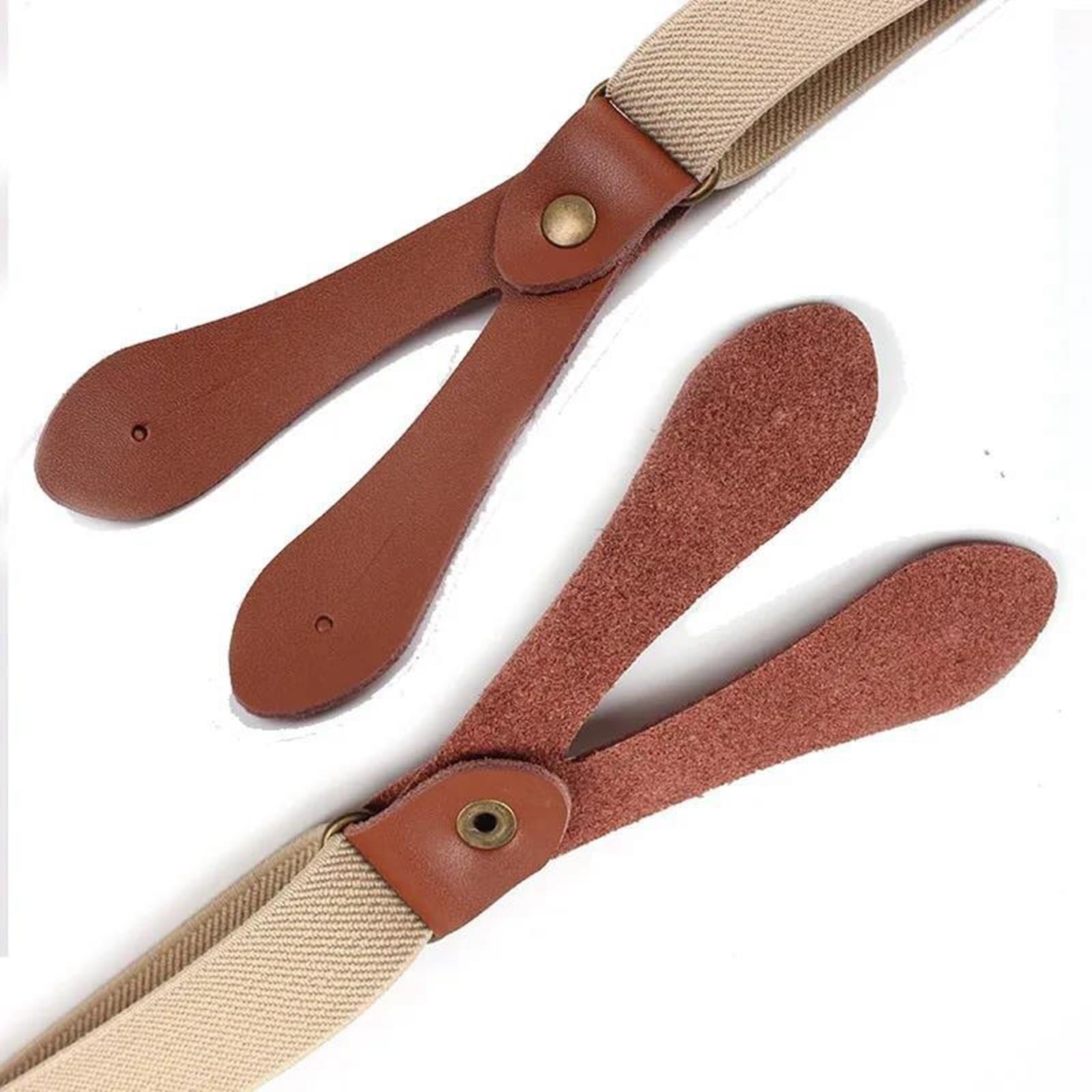 Tirantes Hombres Cuero Ajustable Con Botón 110 Cm X 2 Cm