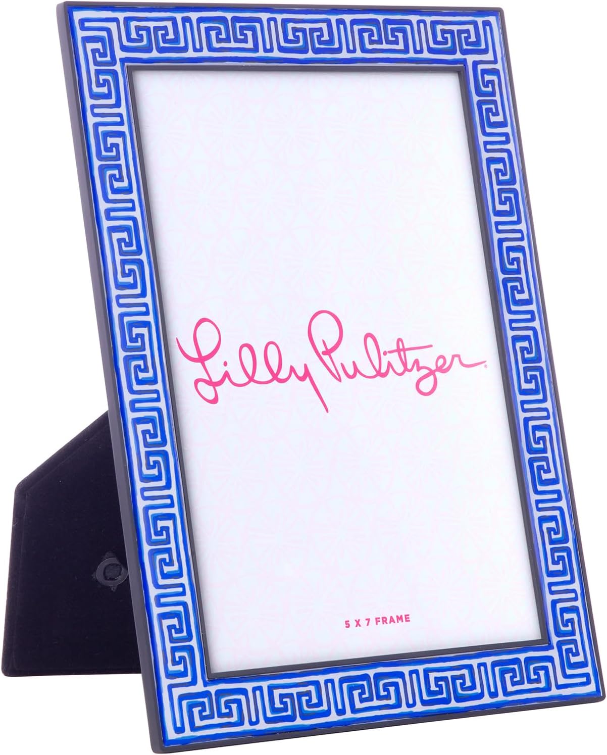 Lilly Pulitzer 5x7 Blue Picture Frame, Decorative Photo Frame for Tabletop, Beach Frame with Glass Front, Greek Key