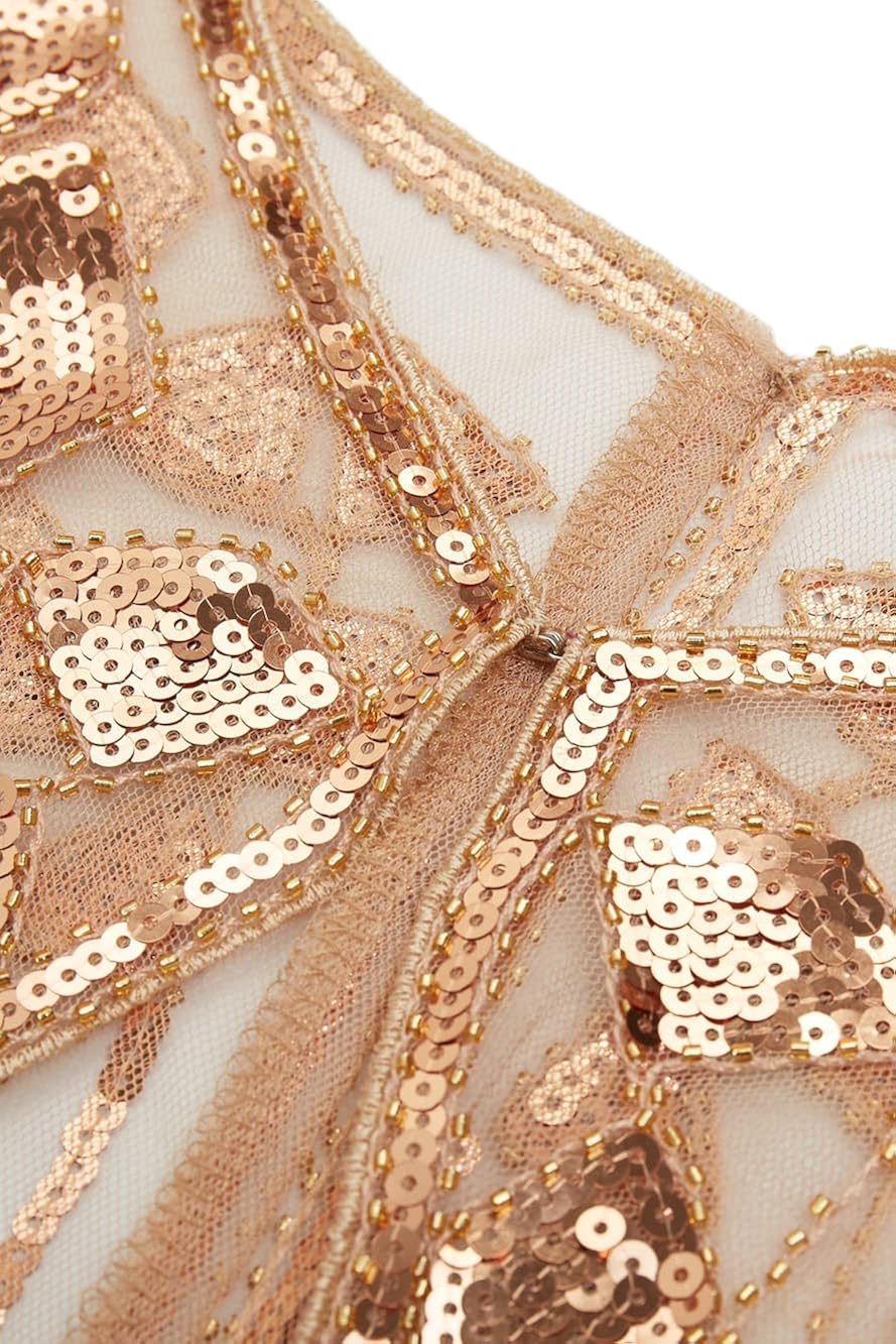 BABEYOND 1920s Shawl Wraps Sequin Beaded Evening Cape Bridal Shawl Bolero Flapper Cover Up