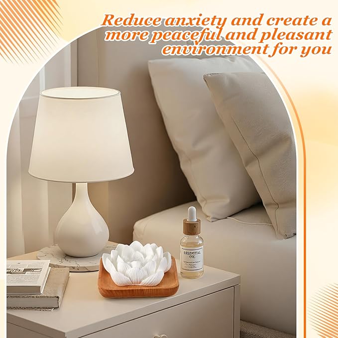 Difusor Pasivo de Aceites Esenciales Loto de Yeso 2 Piezas con Bandeja miniatura 6