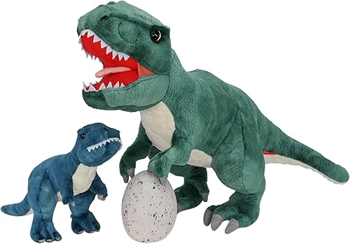 T-rex - Animal de peluche de dinosaurio de 12 pulgadas, juego familiar de mamá con bebé, 3 piezas de lindos juguetes de peluche de dinosaurio