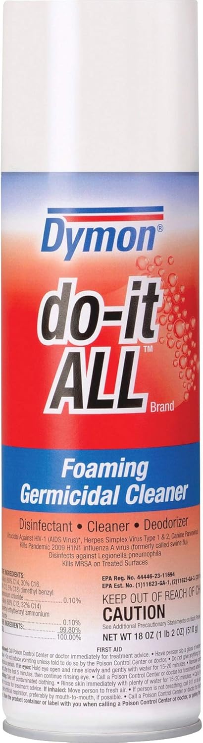 Dymon Do-It-All Germicidal Foaming Cleaner, 18 Oz Aerosol Spray, 12/Carton