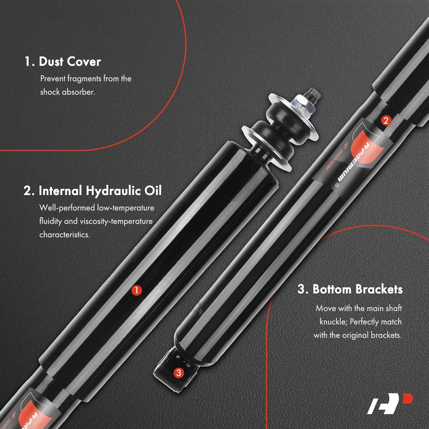 A-Premium Rear Pair (2) Shock Absorber Strut Assembly Compatible with Kia Sportage 1995 1996 1997 1998 1999 2000 2001 2002, Driver and Passenger Side