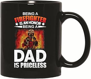 Funny Hero Firefighting Dad Gift for Firefighter Families 11oz 15oz Black Coffee Mug