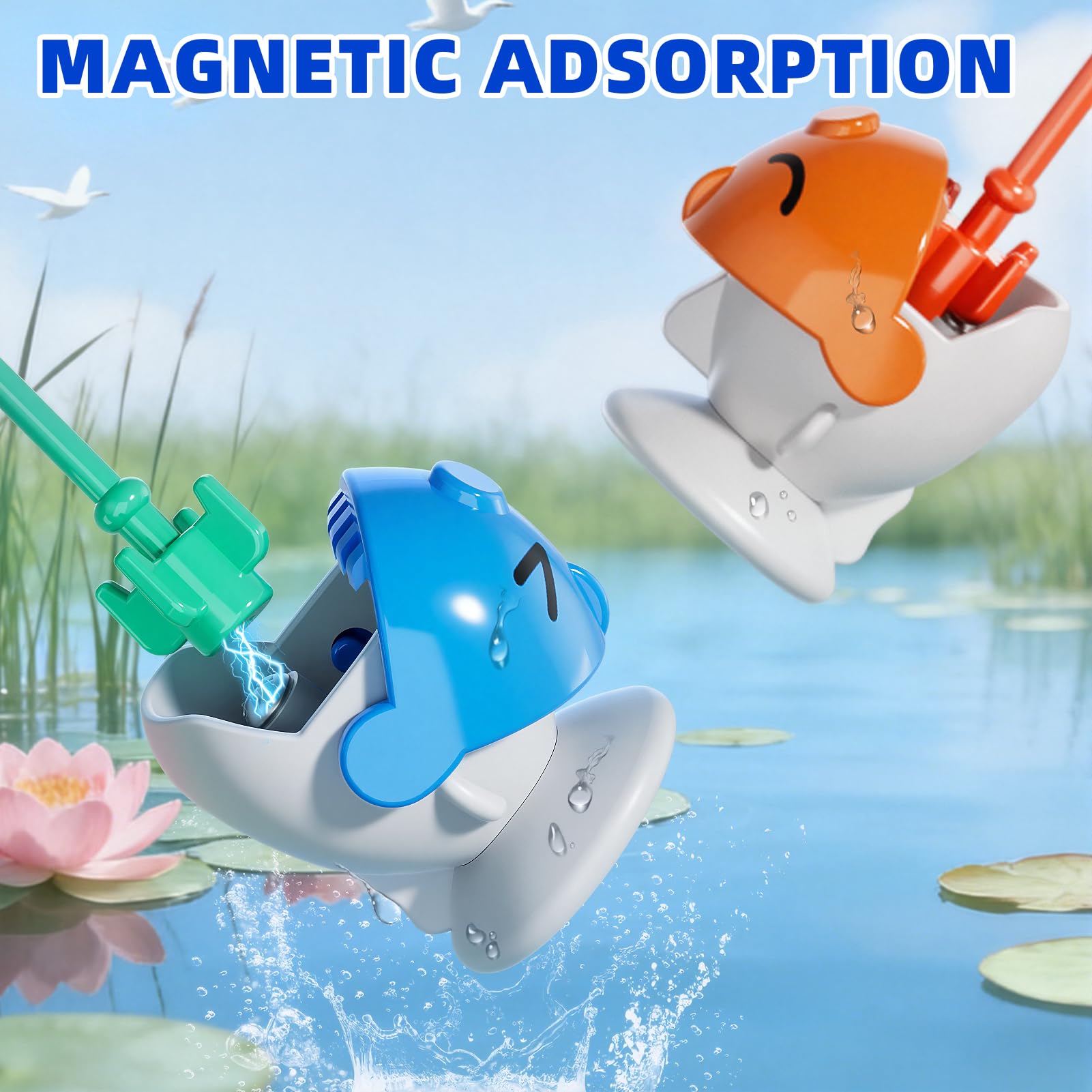 Magnetisches Angelspiel für Kinder von 3-8 Jahren, Magnet Fische Spielzeug, 70 Pcs Angelspiel, Lernspielzeug Fische Angeln Fischfangspiel Geburtstagsgeschenk für Jungen und Mädchen, Blau