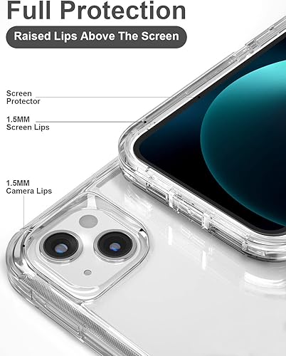 Miniatura 3 de Funda para iPhone 13 con 2 protectores de pantalla, resistente grado militar, protección de cuerpo completo, a prueba de golpes, a prueba de caídas,