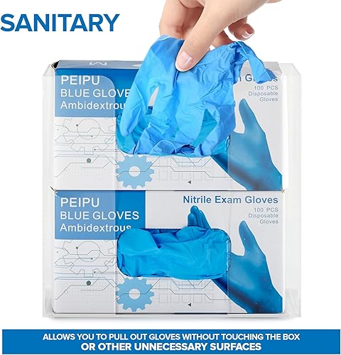 Miniatura 4 de Stock Your Home Dispensador doble de guantes acrílicos, estante para caja de pañuelos, soporte de pared para guantes, para cocina, armario de