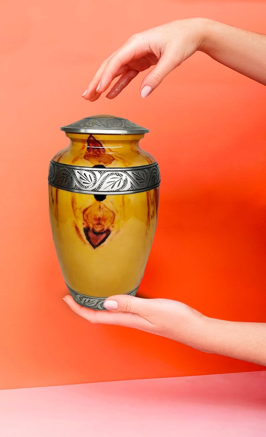 ERHA Handicraft Classic Wood Finish Cremation Urn for Adult Human Ashes, Male & Female, Funeral Urns, Mom and Dad Urn, Decorative Urn, Large 200 Cubic Inches