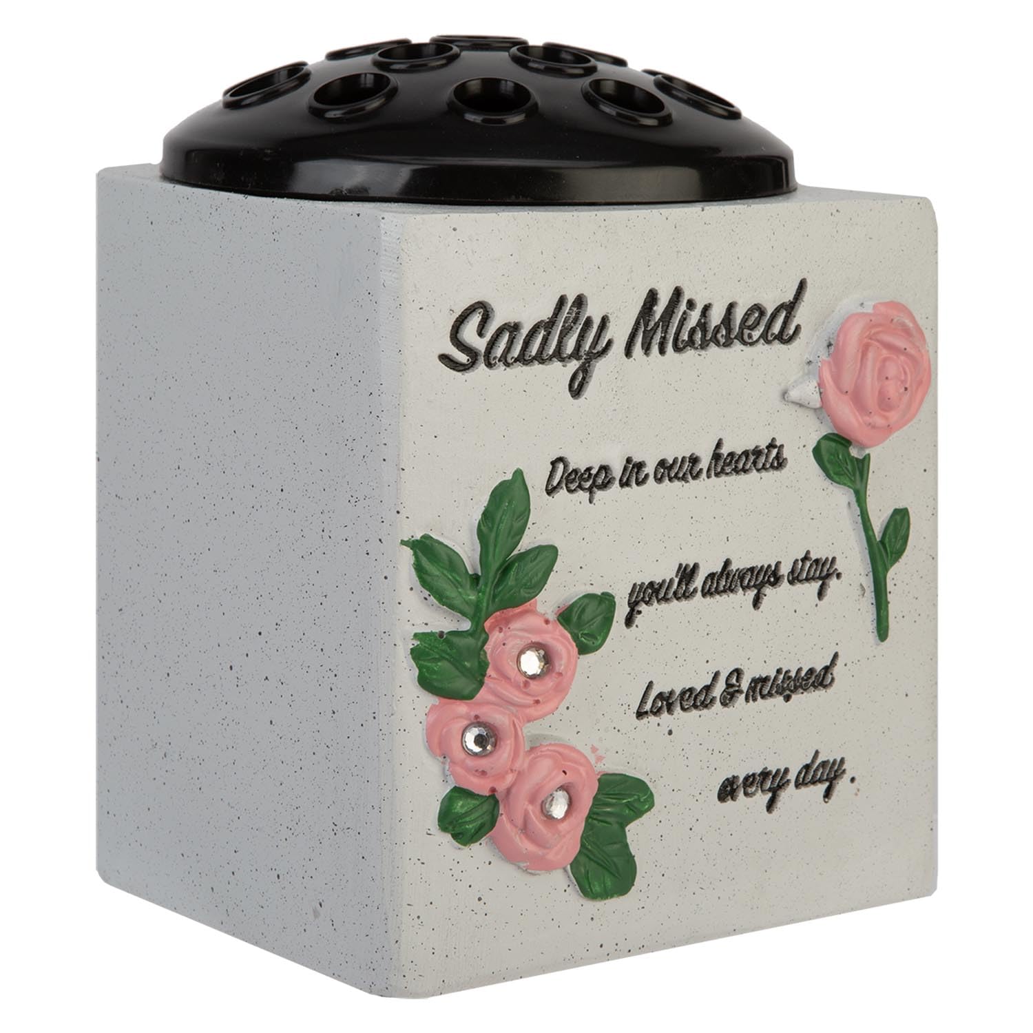 VFM e-Store - Memorial Ornament Flower Pot Sad, Emotional, Remembrance - 14cm X 13.5cm Grey X 1