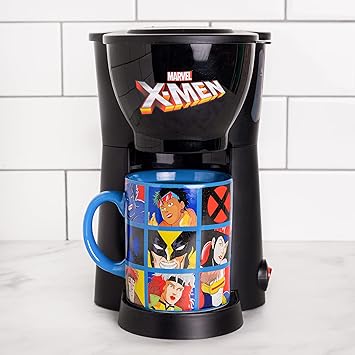 Uncanny Brands X-Men Single Cup Coffee Maker with Mug- Cup A Joe With Marvels Mighty Mutants