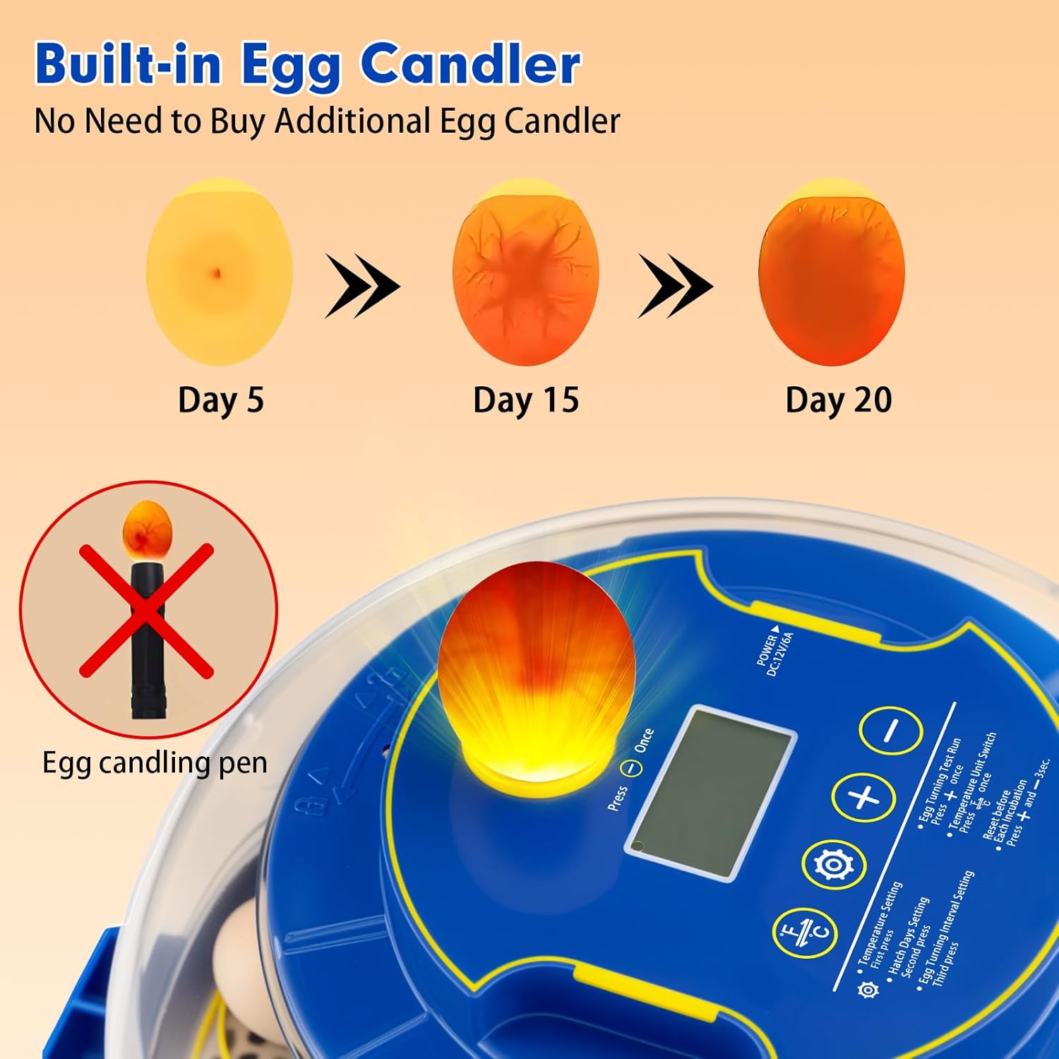 18 Egg Incubator Automatic Egg Turner Temperature & Humidity Control, Incubators for Hatching Eggs, Chicken, Ducks, Goose, Pigeon, Quail, Parrot Incubator Farm,Lab,Science Classroom,Home (Blue-18 Egg)