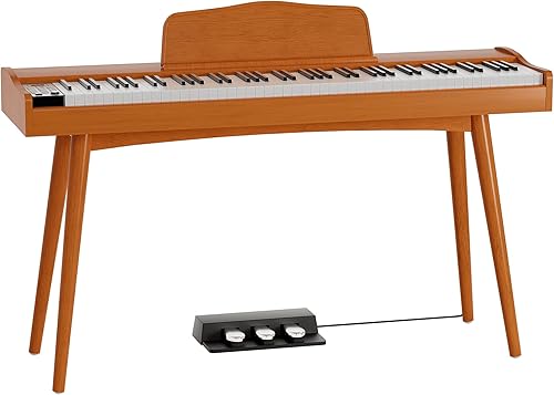 Miniatura 1 de HEXANT Hammer - Piano de teclado digital de 88 teclas, piano eléctrico de madera de tamaño completo, con 3 pedales, conexión MIDI, teclado