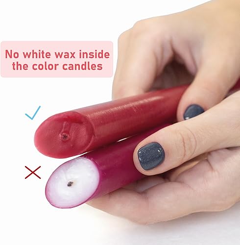 Miniatura 3 de Paquete de 4 velas cónicas de 10 pulgadas, sin goteo y sin humo, para interior del hogar, sin perfume, color rojo ardiente de 8 horas para el hogar