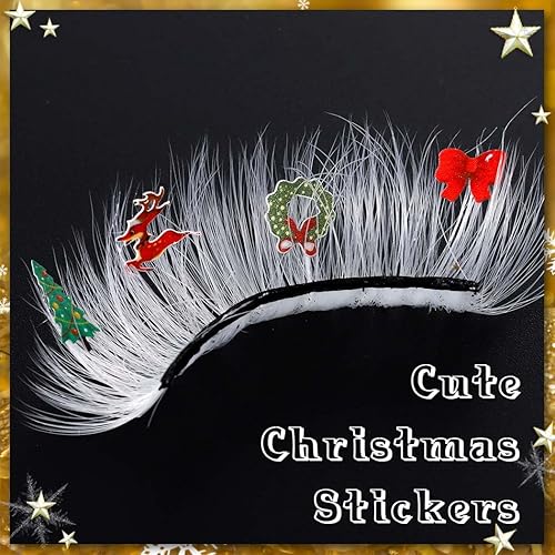 Miniatura 2 de Uranian Pestañas postizas de visón sintético de colores, con rizo D, tira rusa roja, pestañas postizas dramáticas de Navidad para mujeres y niñas