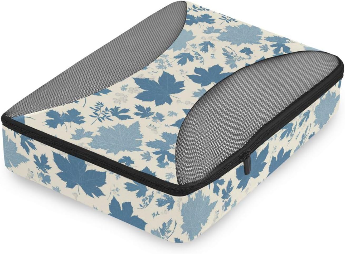 Blue Elegant Romantic Maple Leaf 4 Pcs set travel organizer bags Mesh Travel Essentials expandable packing cubes for carry