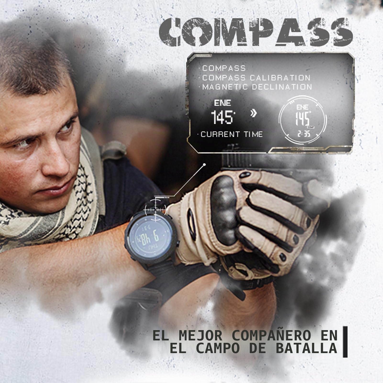 Relojes militares para hombres reloj táctico deportivo,Reloj multifunción hombre con brújula de supervivencia al aire libre, ideal entrenamiento senderismo, nataciónMilitäruhren für Herren Compass Out