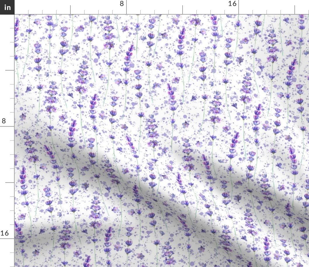 Spoonflower Fabric - Lavender Pattern Flowers Floral Nature Purple Art Plant Watercolor Printed on Petal Signature Cotton Fabric by The Yard - Sewing Quilting Apparel Crafts Decor