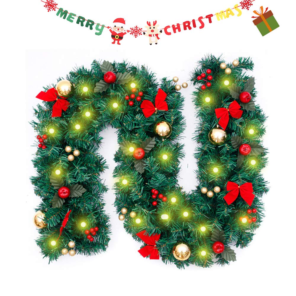 Lavoretti Di Natale 0 3 Anni.Enhome Ghirlanda Di Natale Con Led Luci Artificiale Rattan Pvc Natalizio Ghirlanda Decorazione Per Camino Porta Esterno Scale Feste Di Natalizia 270cm 106inch Amazon It Casa E Cucina