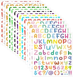 14 Sheets Colorful Alphabet & Numbers Stickers, 1134 Pieces, Vinyl, Waterproof, Indoor Use, Letter Print, Rectangular, Colorful Cartoon, Notebook, Classroom Decor