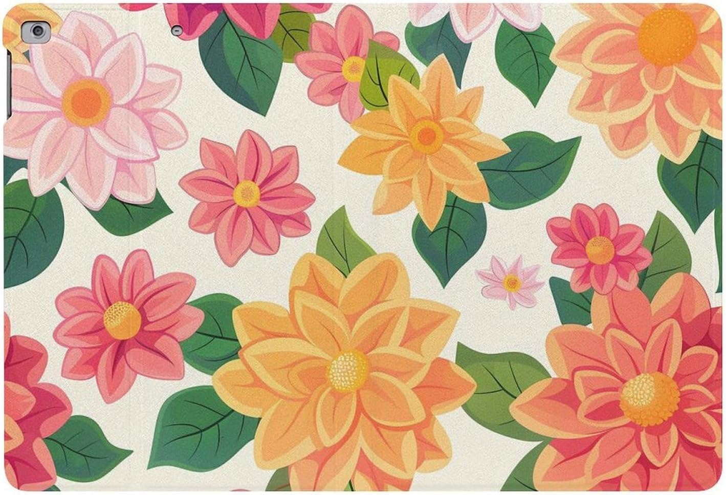 Mexico Dahlia Flower Printed Case Trifold Stand Protective Cover Compatible with ipad 2017/2018/Air1/Air2 (9.7in)