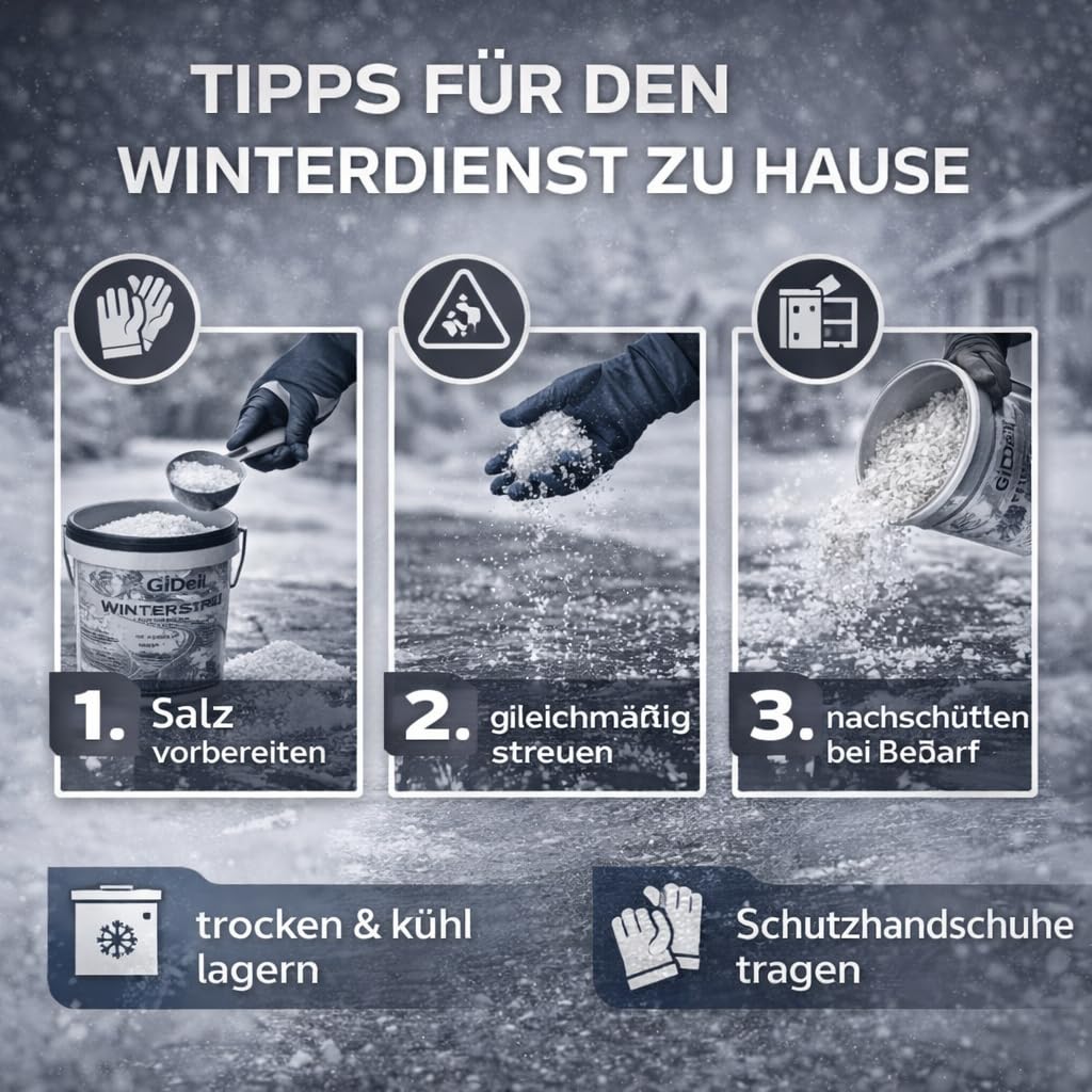 GiDeli Sel de déneigement 5 kg dans un seau - Sel de dégivrage contre la glace et la neige - Sel de déneigement pour l'hiver - Sel pour neige - Litière d'hiver efficace contre le lissage - Déneigement
