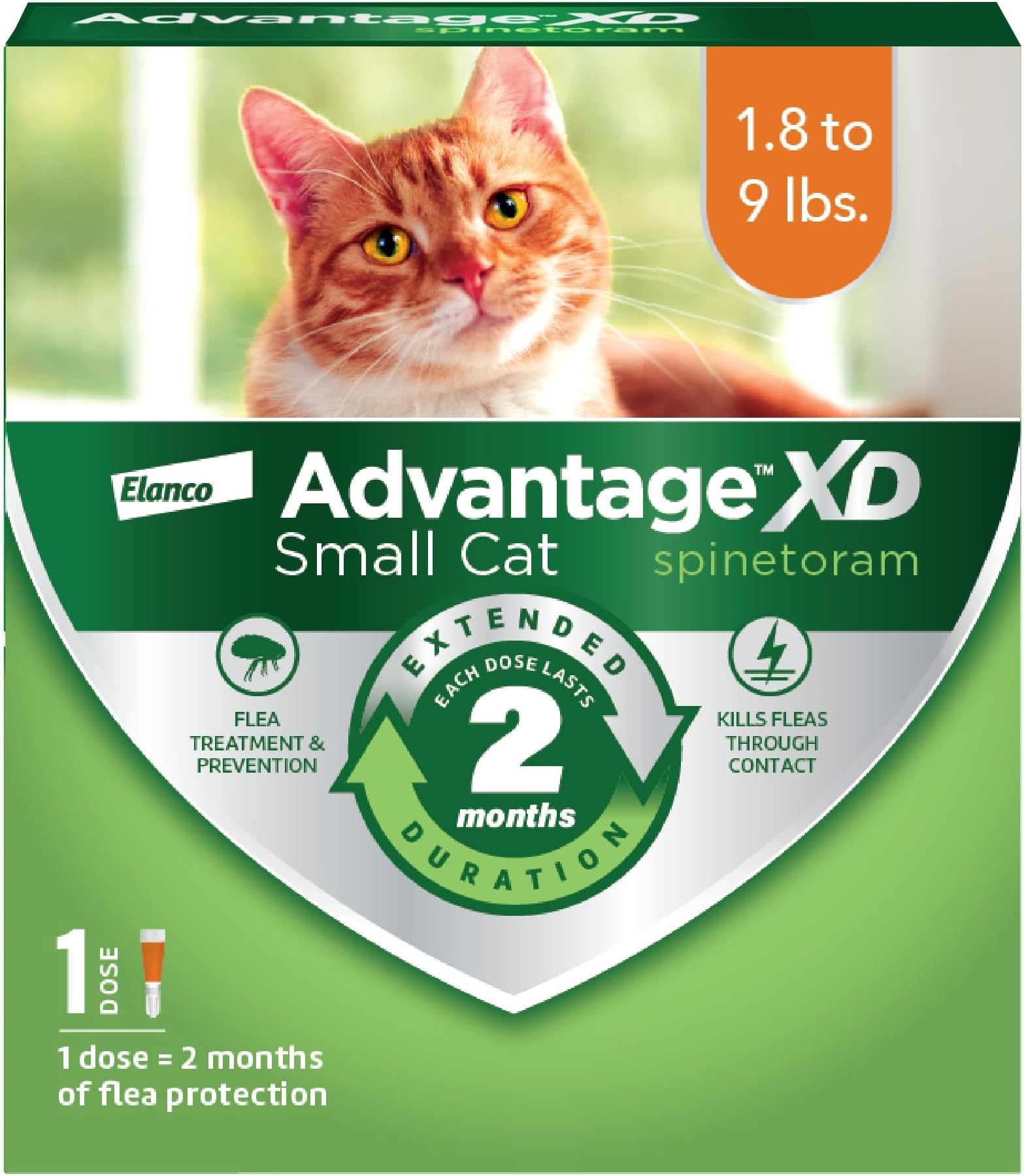 XD Small Cat Flea Prevention & Treatment For Cats 1.8-9lbs. | 1-Topical Dose, 2-Months of Protection Per Dose